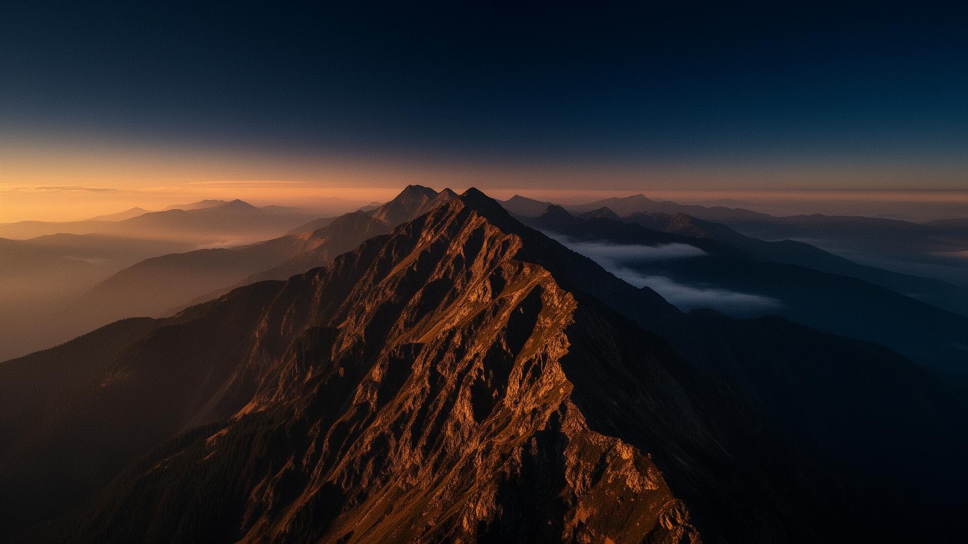 Mountain ridge at golden hour